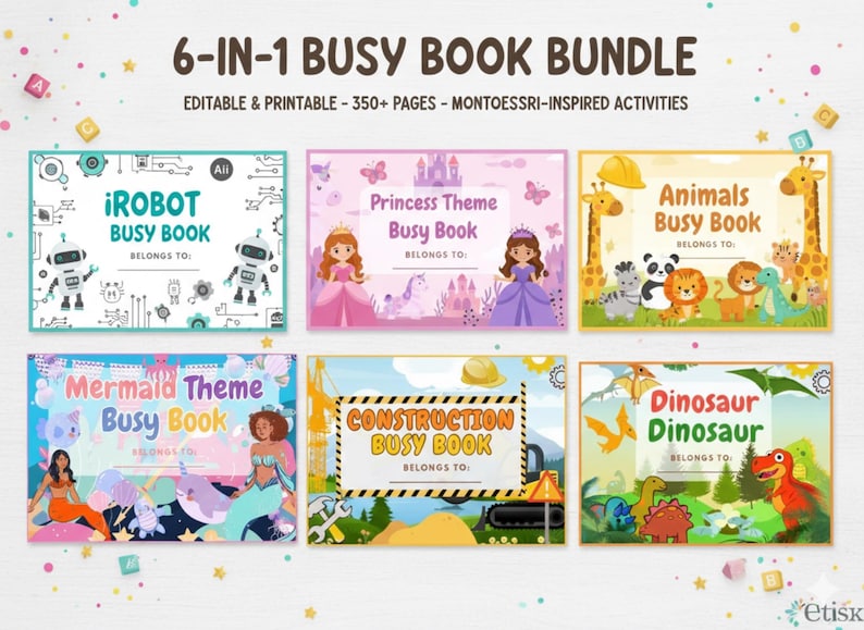 6 in 1 Editable Busy Book Bundle, 350+ Printable Pages, Montessori ...