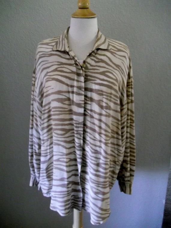 1990s Rayon Animal Print Blouse