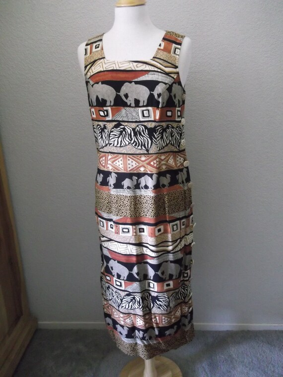 1990s Animal Print Midi Dress