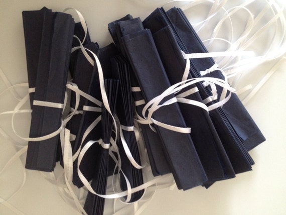 READY TO SHIP, 16 midnight blue napkin ring pom poms, paper pom poms, weddings, baby shower, bridal shower, dinner party, napkin rings Il_570xn