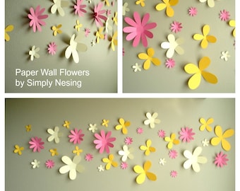 Paper Wall Flowers... Set of 36...Flower Garden Collection...Choose your colors