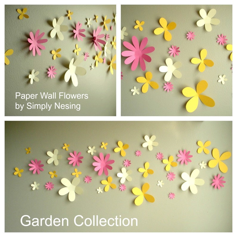Paper Wall Flowers... Set of 36...flower Garden Etsy