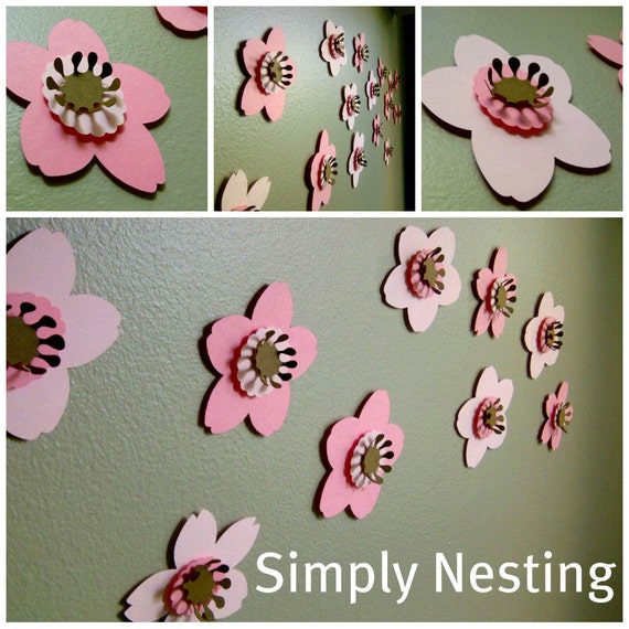 18 Cherry Blossoms...Wall flowers...3d flowers...Paper wall art Il_570xn