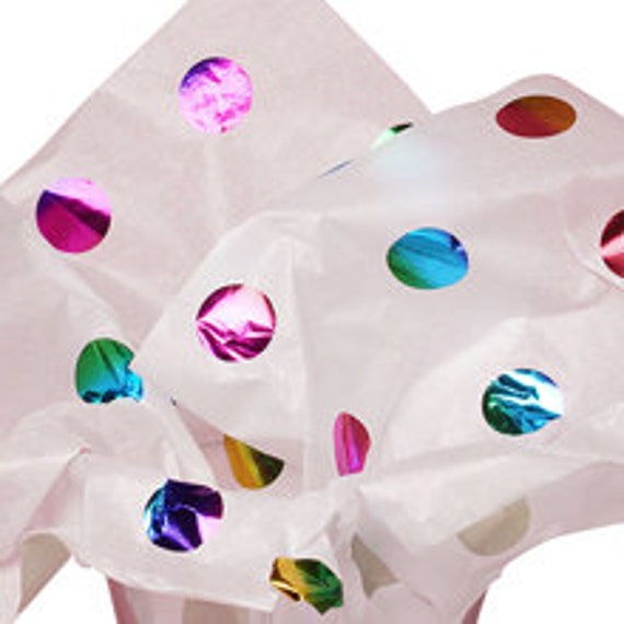 Metallic Rainbow Tissue Paper Sheets, 10 Sheets Tissue Paper, Unicorn Rainbow Party, 1st Birthday, Rainbow Wedding, Rainbow Theme, Polka Dot Il_570xn
