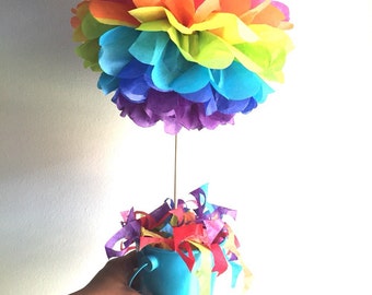 Pastel Rainbow Birthday Party Decorations - 30pcs Tissue Pom Poms  StreamersGa