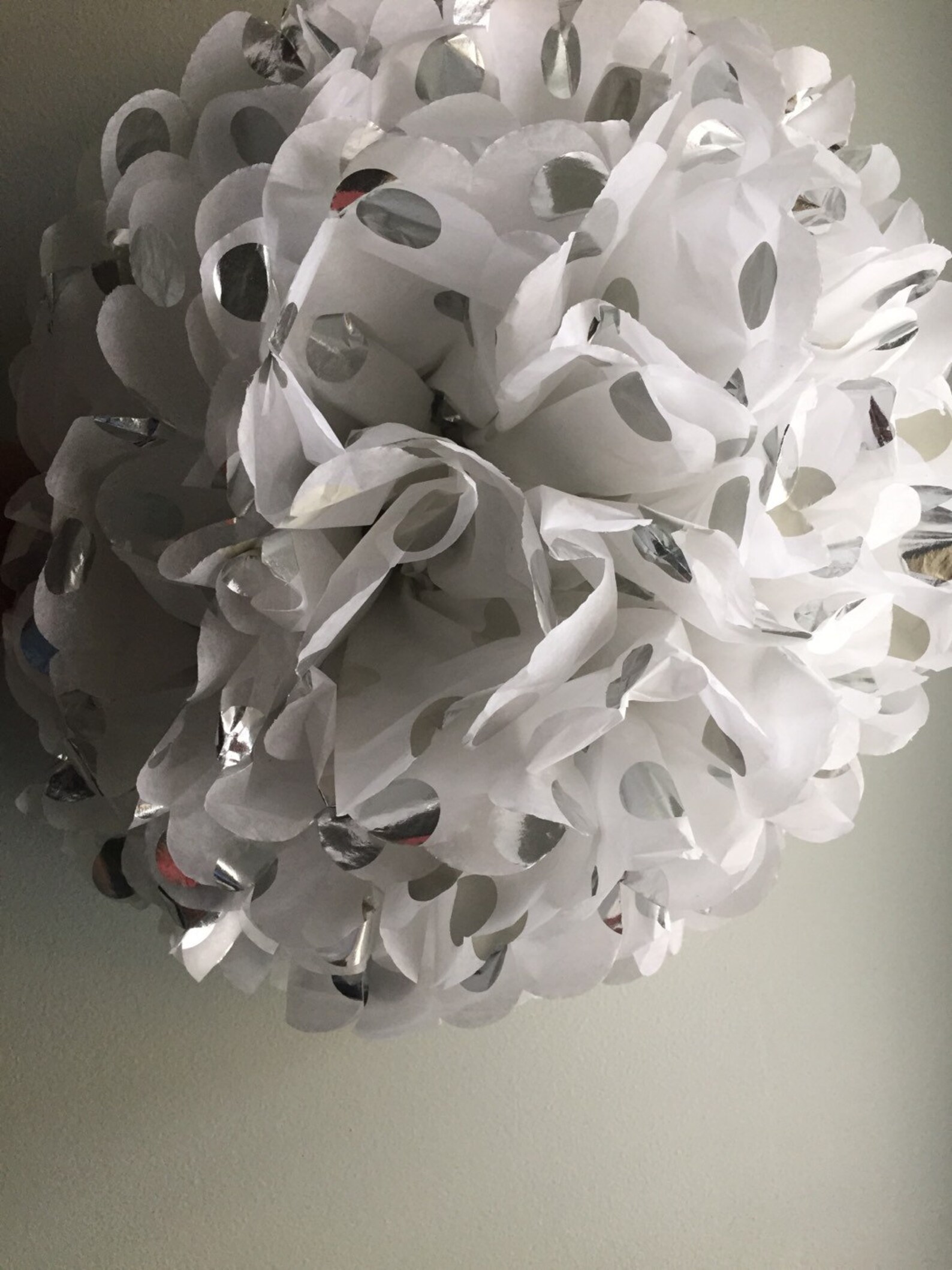 1 Silver Polka Dot Tissue Paper Pom Pom Metallic Silver Polka Etsy