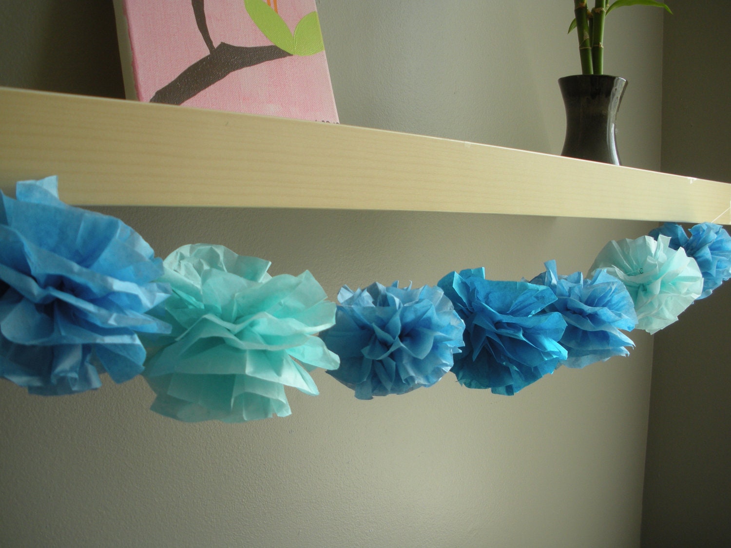 tissue paper pom pom...garland...pick your colors...10 pom Etsy