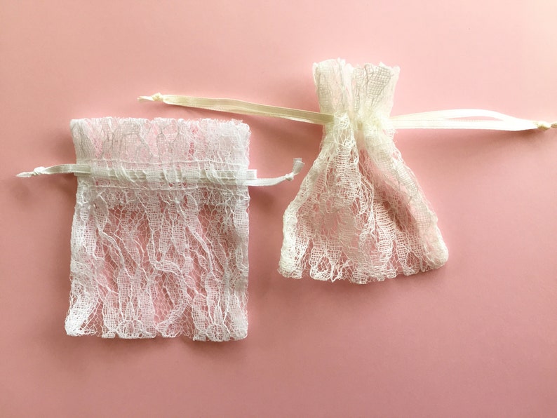 Wedding Favor Bags Lace Fabric Bags Lace Drawstring Ivory Etsy