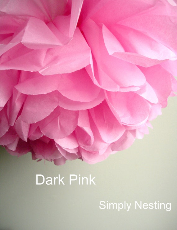 1 Dark Pink Tissue Paper Pom Pom, Paper Poms, Wedding tissue paper poms, paper pom poms, tissue flowers, birthday party decor Il_570xn