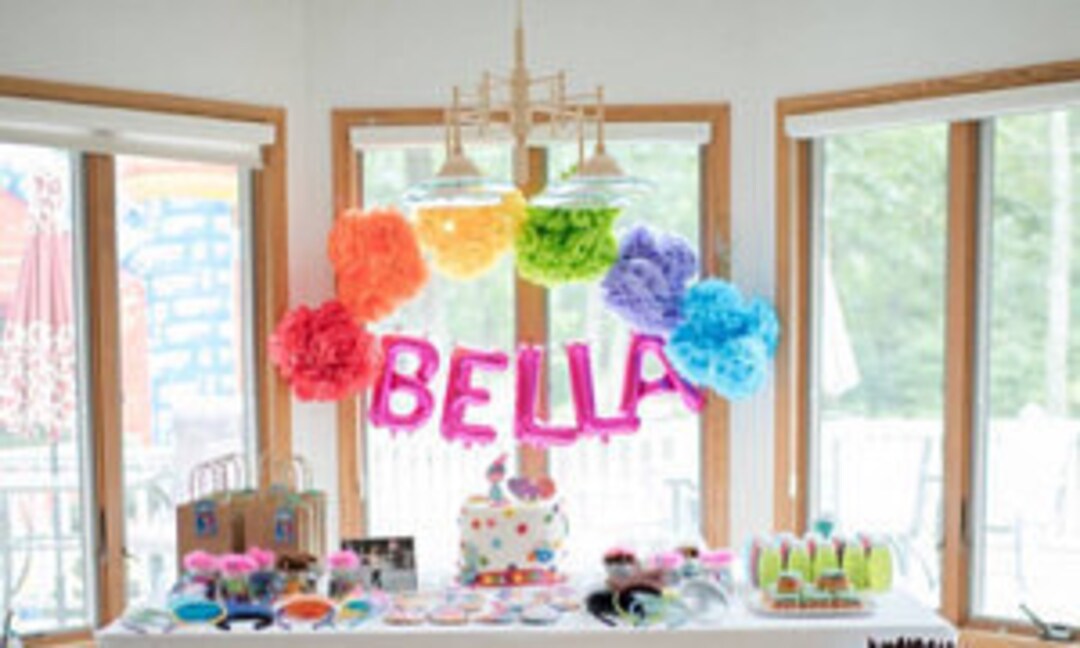 Trolls Party Pom Poms Tissue Paper Pom Poms Rainbow Party Etsy