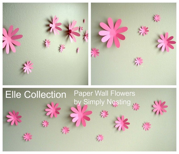 Paper Wall Flowers... Set of 13...Elle Collection...Choose your colors Il_570xn