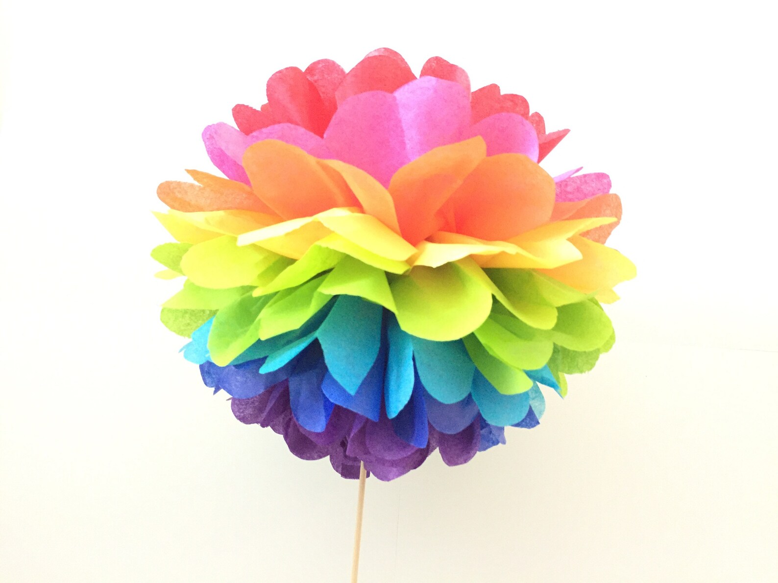 Rainbow Topiary Pom Pom Table Centerpieces Rainbow Pom Poms Etsy