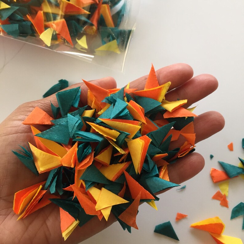 birthday party fall colored confetti orange 1 ounce hand cut confetti apricot table decor team buttercup