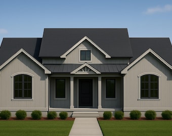 Plano de casa Humble Abodes n.° 0005, 128 m², 3 habitaciones y 2 baños, estilo granja moderna