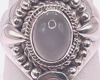 Moonstone Crescent Ring, 925  Sterling Silver, Natural Moonstone,  Boho Jewelry, size 8