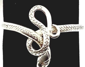 Bracelet jonc serpent en argent sterling, bracelet unisexe serpent design, cadeau bijoux tendance bohème fait main