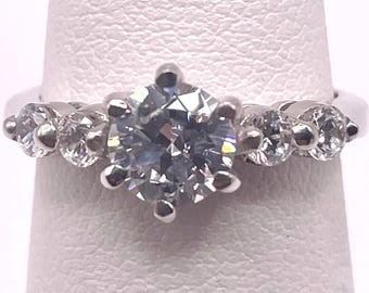 Sterling Silver CZ Ring, Rhodium Plated Curated Zirconia Band, Size 6 Elegant Gift