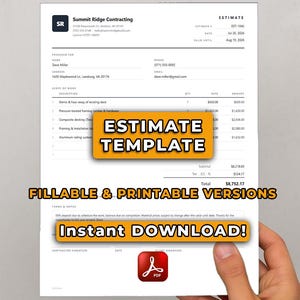 Construction Estimate Template for Contractors | Editable Auto-Calculating PDF | Handyman Job Bid | Instant Download