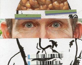 ACEO Original Art "Baked Beans" expressionism figurative portrait art card ooak Kiefer Moore