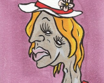 ACEO - Desert People #05 - Charlotte - 2.5 x 3.5 inch Ink Pen and Marker Art Card