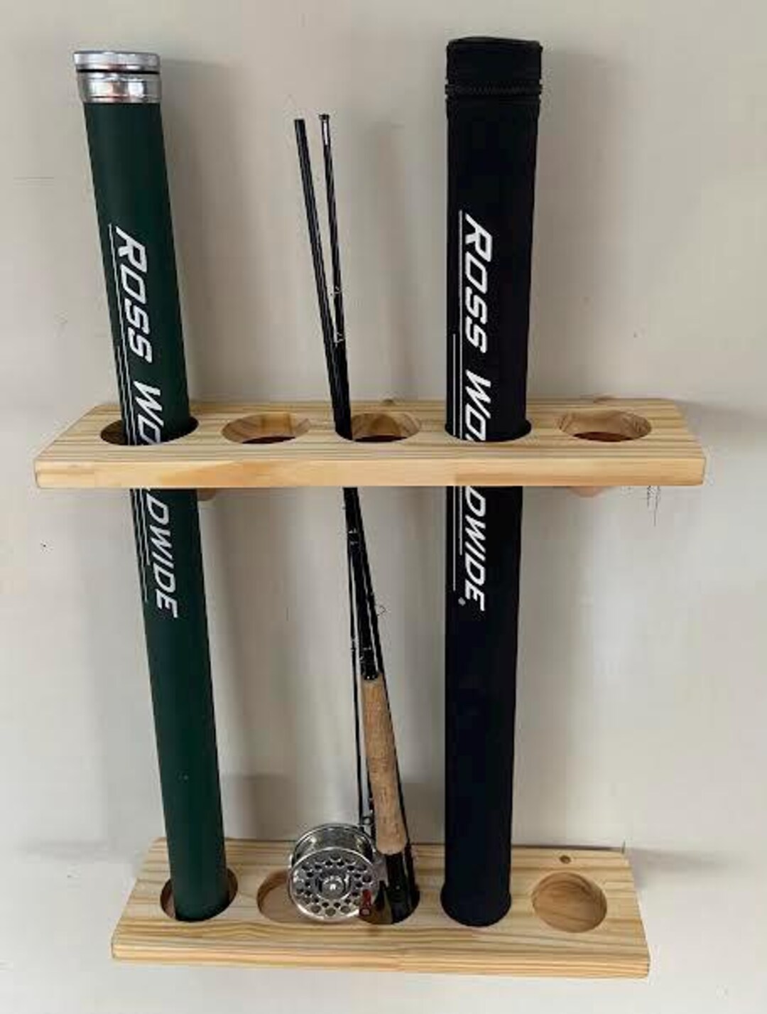 Custom Wooden Wall Mount Fly Rod Rack, Holds Five - Etsy