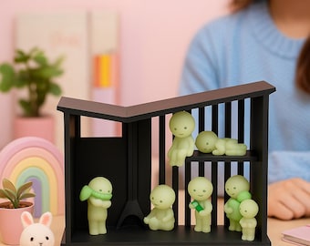 Mid Century Modern Smiski House | 3D Printed Toy Display Shelf | Mini Figure Organizer