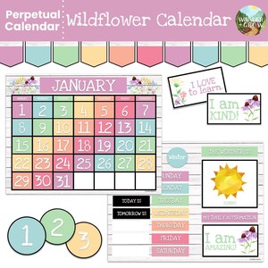 May include: A colorful printable calendar with a January theme. The calendar features a floral design with a white background and a woodgrain texture. The calendar includes days of the week, dates, and a section for notes. There are also several other printable cards with positive affirmations and weather icons.