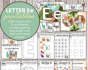 Letter E | Homeschool Preschool Letter Worksheets | Letter of the Week | Handwriting | Playdough Mat | Fine Motor | Letter Sounds