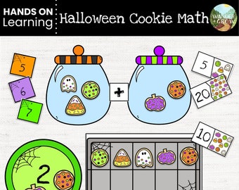 Halloween Kindergarten Hands On Math Activities, Addition, Subtraction, Number Sense, Counting Classroom Centers