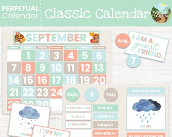 Perpetual Calendar, Preschool Toddler Kindergarten Circle Time, Morning Board, Homeschool Classroom Decor, Classroom