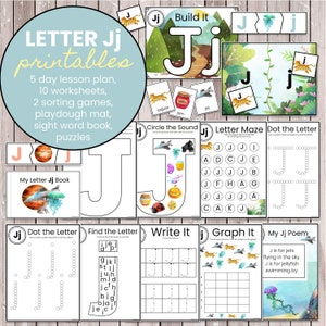 Letra J / Letra de la semana / Planes de lecciones y hojas de trabajo para preescolar, prekínder y jardín de infantes / Plan de estudios de educación en el hogar / Sonidos de letras, fonética