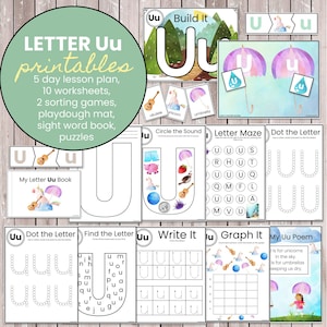 Letter U | Kindergarten, Preschool Printables, Homeschool Curriculum Lesson Plans, Worksheets, Poem, Hands-On Fine Motor Skills