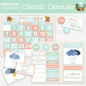 Ewiger Kalender, Vorschul-Kleinkind-Kindergarten-Kreis-Zeit, Morgen-Tafel, Hausschul-Klassenzimmer-Dekor, Klassenzimmer