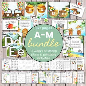 Alphabet A-M Bundle | Preschool, Kindergarten Homeschool Curriculum, Lesson Plans, Worksheets, Digital Printables