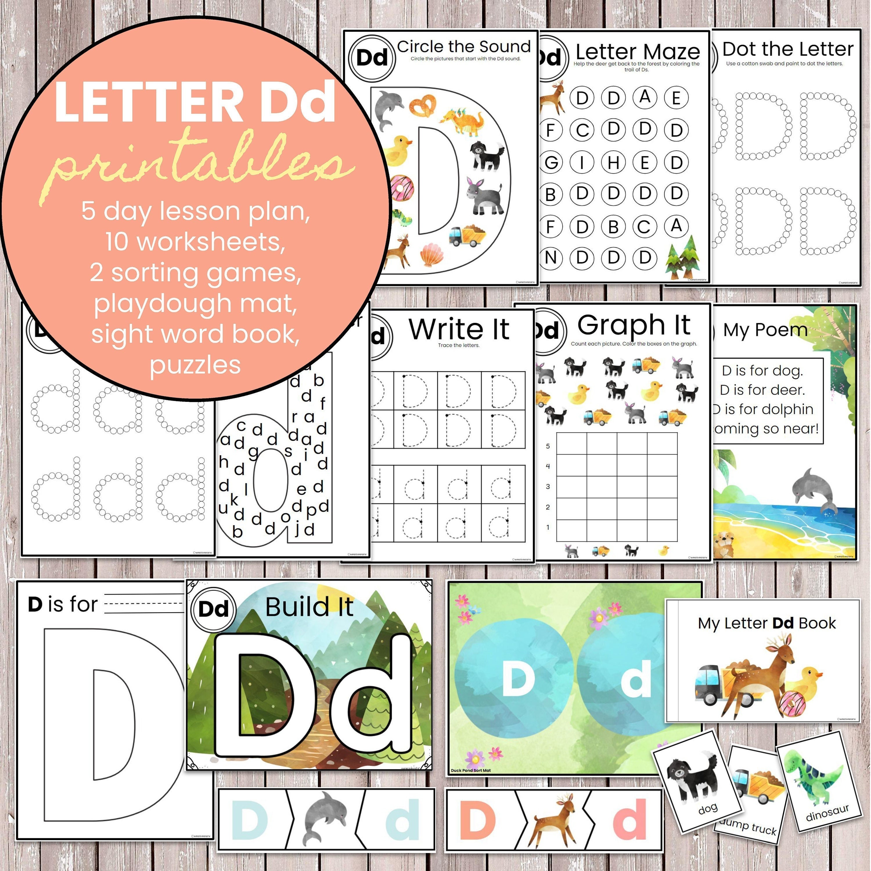 letter d alphabet sounds letter practice pack letter of etsy