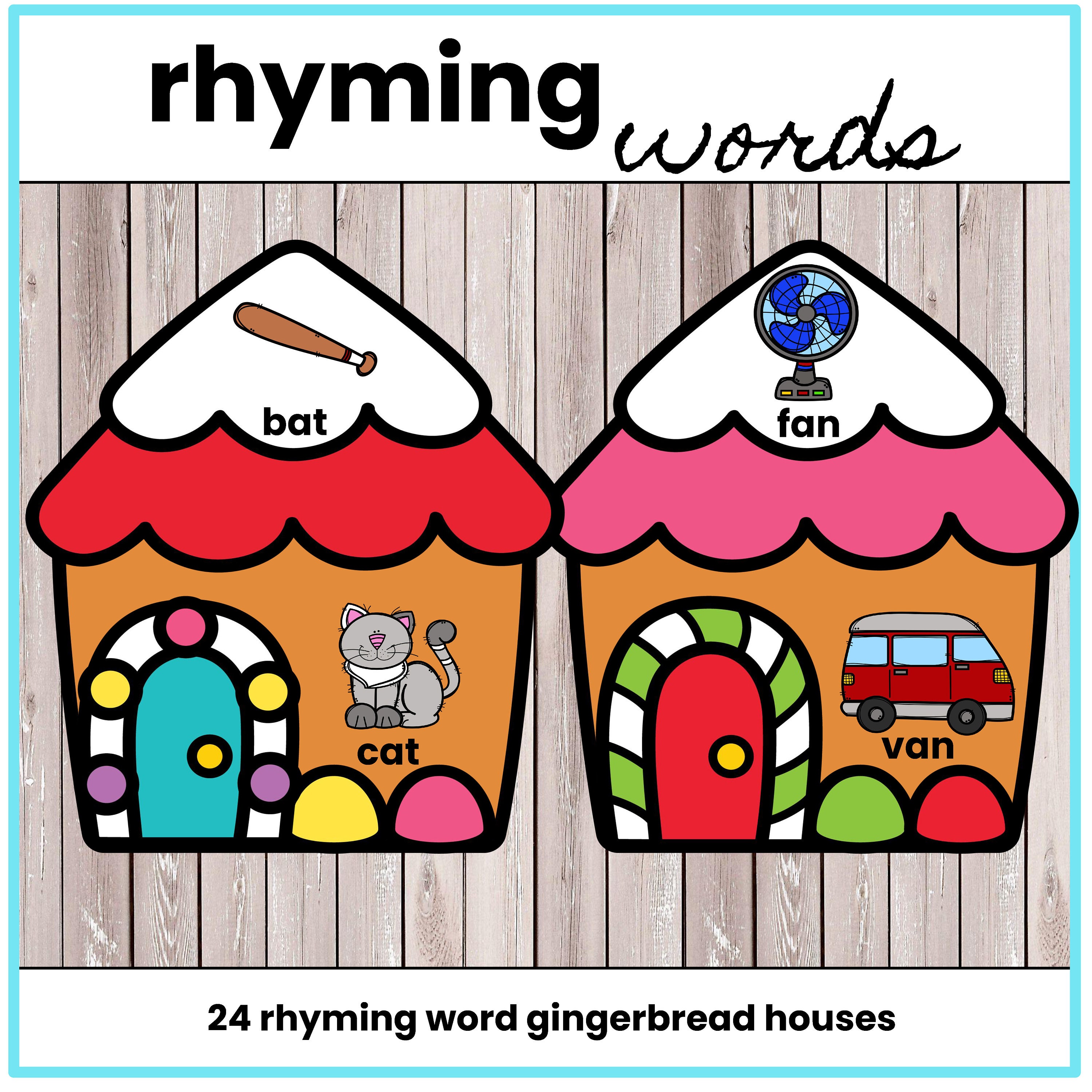 Christmas Gingerbread House Literacy Games, Beginning Sounds, Rhyming ...