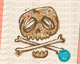 Florales Skelett Grafik | PNG Datei, Sublimation Design, Digitaler Download, T-Shirt Design