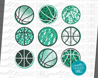 Green Basketball Clipart | T-shirt Design PNG (Digital Download)