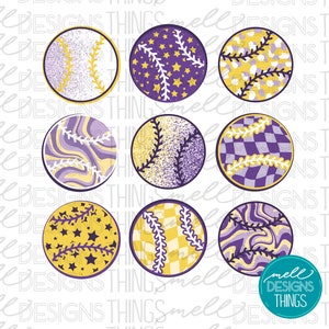 Purple & Gold Baseball Design | PNG File, Sublimation Design, Digital Download, T-shirt Design