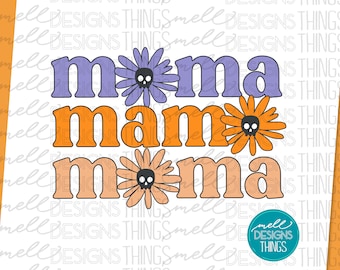 Mama Halloween Design | Skull Flower PNG, T-shirt Sublimation (Digital Download)