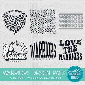 Warriors Mascot Digital Design Pack - 6 Designs | PNG File, Sublimation Design, Digital Download, T-shirt Design