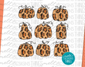 Leopard Print Pumpkins Clipart | Fall PNG File (Digital Download)