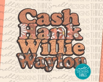 Country Boys - Cash Hank Willie & Waylon | PNG File, Sublimation Design, Digital Download, T-shirt Design