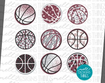 Maroon Basketball Designs | PNG Clipart, T-shirt Sublimation (Digital Download)
