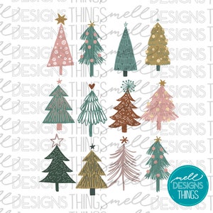 Boho Christmas Trees | PNG File, Sublimation Design, Digital Download, T-shirt Design