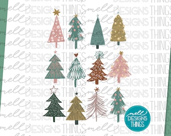 Boho Christmas Trees | PNG File, Sublimation Design, Digital Download, T-shirt Design