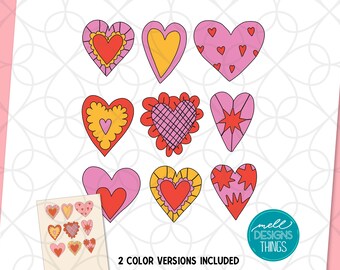 Archivo PNG de corazones bohemios / Diseño de sublimación retro (descarga digital)