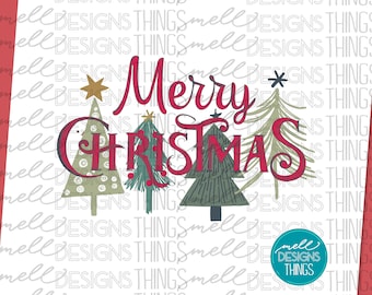 Merry Christmas Trees PNG | Sublimation Design (Digital Download)
