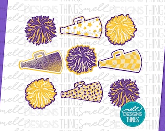 Paars en goud Retro Cheer Design | PNG-bestand, sublimatieontwerp, digitale download, T-shirtontwerp