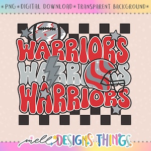 Warriors Red Black Football Helmets Design | PNG File, Sublimation Design, Digital Download, T-shirt Design